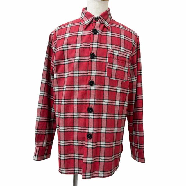 美品□MARNI マルニ CUMU0119A0 チェック コットン100％ ロングスリーブ ネルシャツ オーバーサイズシャツ レッド 46 イタリア製 正規品