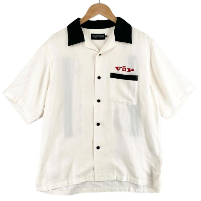 美品▲HYSTERIC GLAMOUR ヒステリックグラマー PLAYBOY プレイボーイ 02222AH05 ボウリングシャツ アイボリー M 日本製 正規品 メンズ