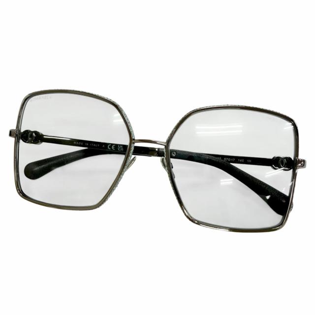 極美品△CHANEL シャネル 4288-Q ココマーク スクエア シェイプ デニム カーフスキン サングラス 57□17 140 デモレンズ 定価102300円