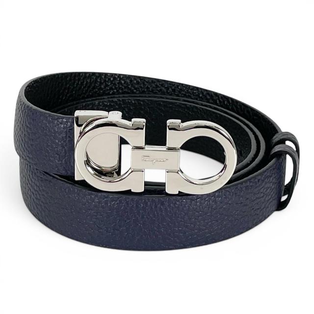 未当てはめる品▲Salvatore Ferragamo サルヴァトーレフェラガモ ダブルガンチーニ リヴァーシブル なめし革 胴締め 米国海軍 伊製 箱・保護すること袋付き添い人