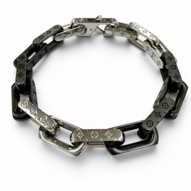美品◇LOUIS VUITTON ルイヴィトン M00687 ブレスレット モノグラムチェーン 手首周り19cm アクセサリー シルバー ブラック イタリア製 45,045円