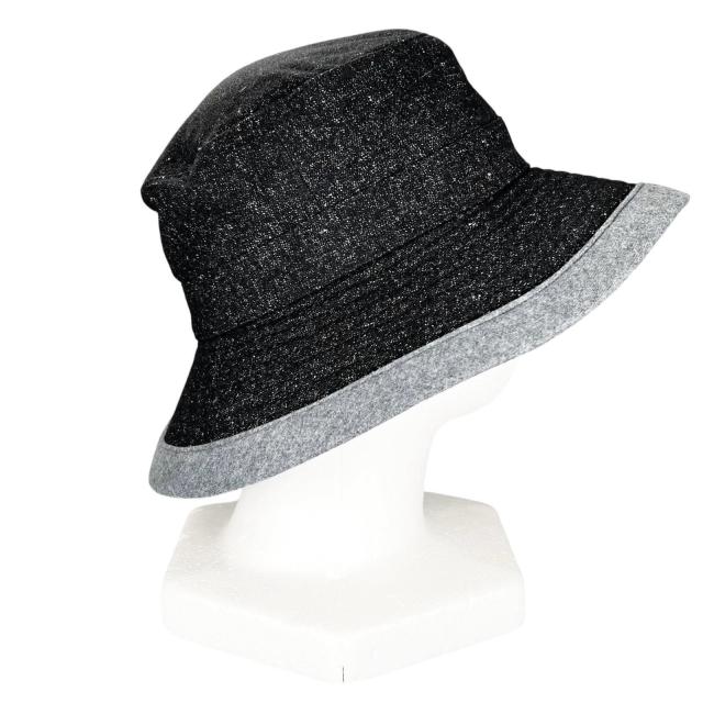 未当てはめる品▲HERMES エルメス 手入らず毛糸 リネン混 井戸釣瓶かぶり笠 黒いこと 薄墨色 58 フランス共和国製 レディース 保護すること袋付き添い人