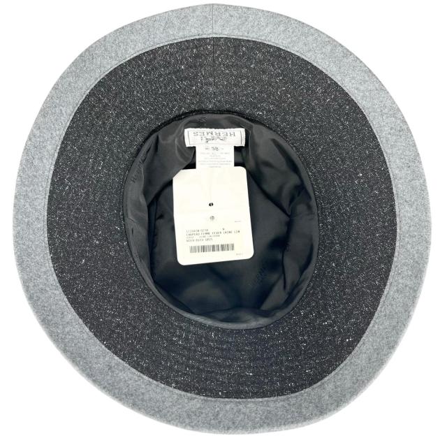 未当てはめる品▲HERMES エルメス 手入らず毛糸 リネン混 井戸釣瓶かぶり笠 黒いこと 薄墨色 58 フランス共和国製 レディース 保護すること袋付き添い人
