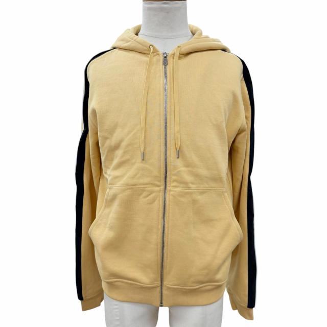 未使用品▼HERMES エルメス 24SS 41-5719 ランH コットン100% フーデッド ジップアップ パーカー イエロー M イタリア製 正規品 メンズ
