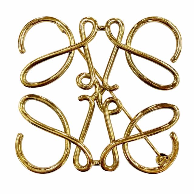 極美品◇LOEWE ロエベ ANAGRAM アナグラムロゴ ブローチ アクセサリー 5×5cm ゴールド レディース