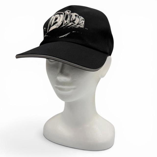 極美品▼DIOR ディオール オム 243C904I4511 コットン100% レザー使い ロゴプリント帽子 キャップ ブラック M イタリア製 正規品 メンズ 24,602円
