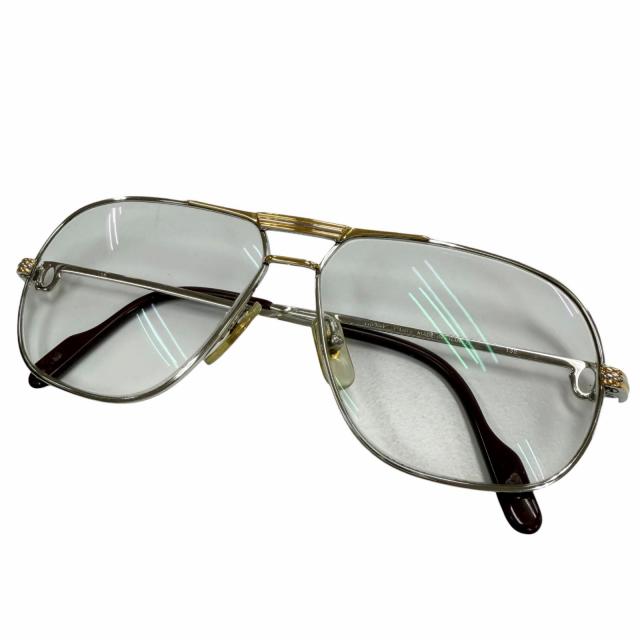 良品▼Cartier カルティエ トリニティ ツーブリッジ メガネ 眼鏡 アイウェア シルバー ボルドー 59□12 135 度入り フランス製 メンズ