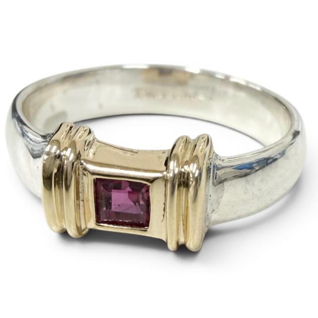 美品□TIFFANY&Co. ティファニー ヴィンテージ SV925 14K コンビ スタッキング バンド 1Pルビー リング 指輪 シルバー ゴールド JP9号 39,325円