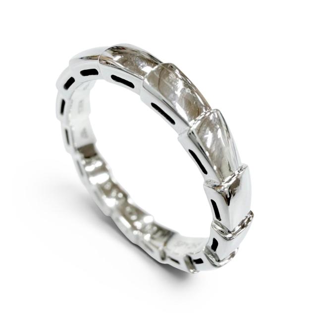 極美品◇BVLGARI ブルガリ セルペンティヴァイパー リング 750WG 指輪 ホワイトゴールド 58 (JP18号) イタリア製 重量5.2g 箱 ケース付き