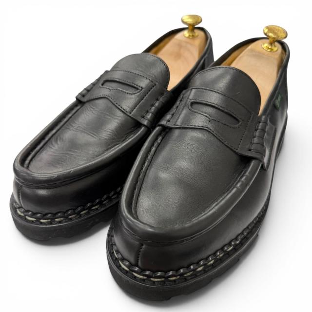極美品□Paraboot パラブーツ REIMS ランス LIS CAFE 2026年4月購入 レザー コインローファー ブラック 7.5 フランス製 メンズ 保存袋付 45,738円
