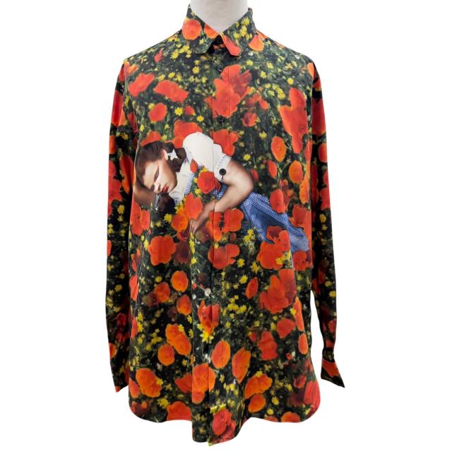 未使用品▼LOUIS VUITTON ルイヴィトン オズの魔法使い シルク100% 総柄プリント ロングスリーブ 長袖シャツ マルチ M 正規品 メンズ 58,080円