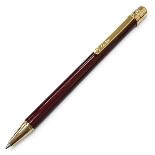 極美品□Cartier カルティエ サントス ドゥ カルティエ ツイスト式 ボールペン ボルドー ゴールド スイス製 メンズ 筆記確認済み 箱付き 48,400円