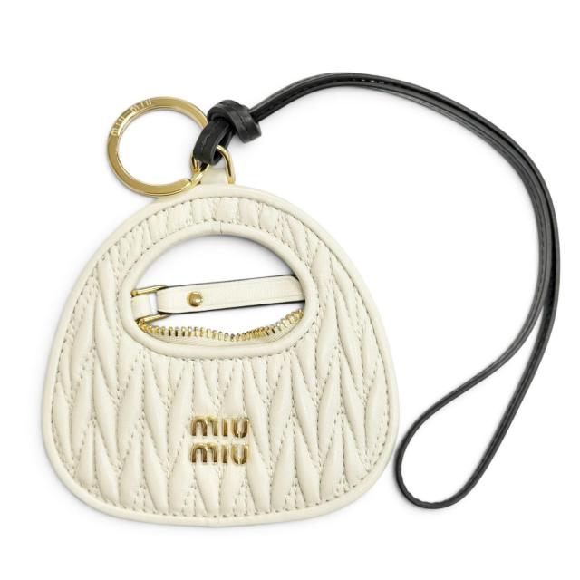 極美品△MIUMIU ミュウミュウ 5TL3572 レザー ワンダー キーホルダー バッグチャーム アイボリー ブラック ゴールド金具 レディース 35,393円