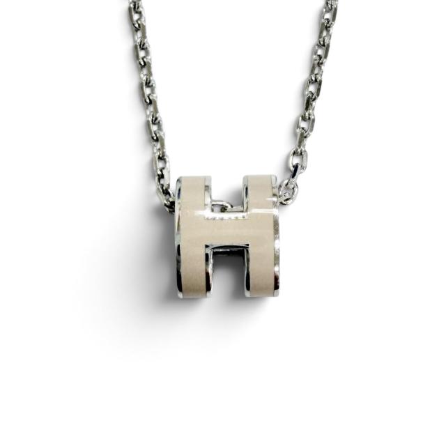 極美品△HERMES エルメス ミニポップH ミニポップアッシュ ペンダント ネックレス マロングラッセ シルバー金具 仏製 レディース 箱付き