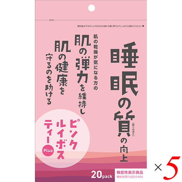 小川生薬 ピンクルイボスティーPlus 40g(2g×20) 5個セット 機能性表示食品 GABA ギャバ ローズヒップの通販は 5,344円