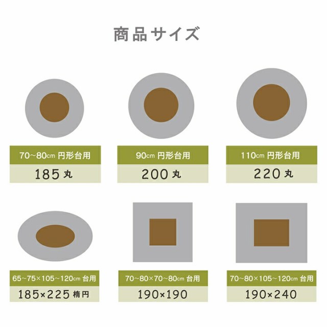 [220×220cm] こたつ布団 円形 掛け単品 洗える 無地調