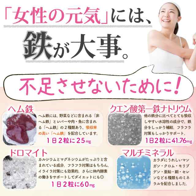 サプリメントガーデン ヘム鉄&サポート成分粒 大容量 約６ヶ月分 ヘム鉄 4500mg 鉄分 ミネラル 女性 鉄分不足 鉄分補給 サプリ サプリメ