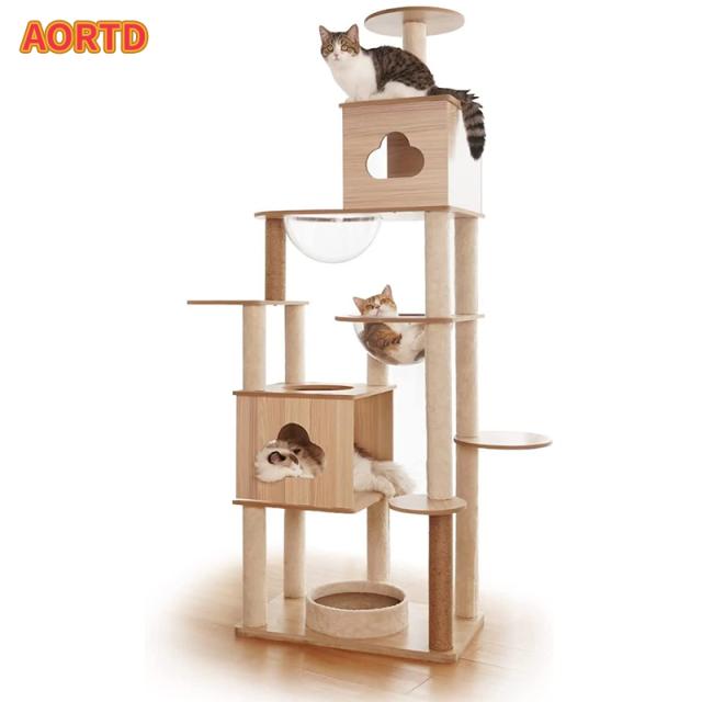 AORTD キャットタワー 据え置き 大型猫 中型 大型 子猫 おしゃれ