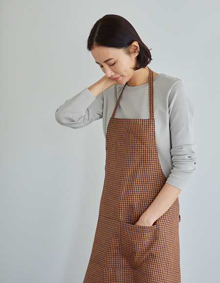 リネン フルエプロン fog linen work フォグリネンワーク 水色 ピンク