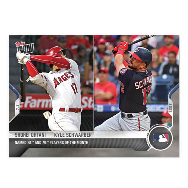 大谷翔平＆カイル・シュワーバー #444 2021年6月月間最優秀選手賞受賞記念 カード Named AL and NL Players of the Month Shohei Ohtani & Kyle Schwarber - 2021 MLB Topps Now Card 444 7/24入荷