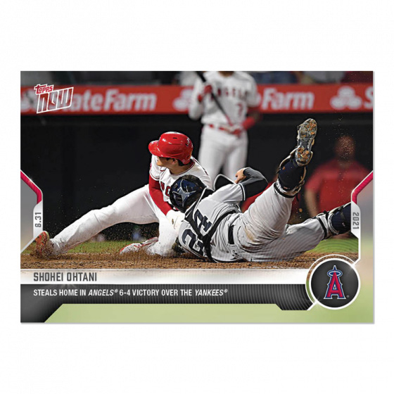 大谷翔平 #739 ヤンキース戦でホームスチールを決めた記念 カード Steals Home In Angels 6-4 Victory Over The Yankees - Shohei Ohtani 2021 MLB Topps Now Card 9/24入荷