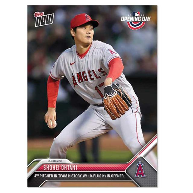 大谷翔平 #11 開幕戦での2桁奪三振は、チームの歴史上4人目となった記念カード 4Th Pitcher In History W/10-Plus Ks In Opener - Shohei Ohtani 2023 MLB Topps Now Cardの通販は 5,250円