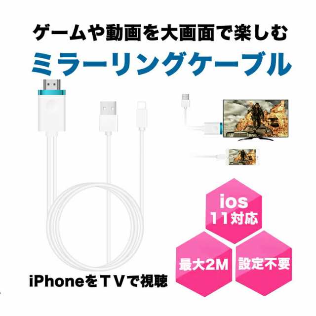 Ios 14 対応 ゲームや動画を大画面で ミラーリングケーブル Iphone Ipad Ipod To Hdmi変換ケーブル Lightning Hdmi Iphone Ipad 対応 の通販はau Pay マーケット Dサプライストア