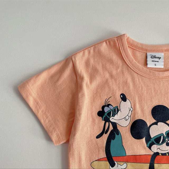 韓国子供服 半袖Tシャツ MICKEY ミッキーマウス グーフィー ドナルドダック サーフボード カラフル ホワイト イエロー オレンジ 90 100  1｜au PAY マーケット