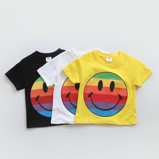 韓国子供服 半袖Tシャツ SMILE スマイル カラフル レインボー