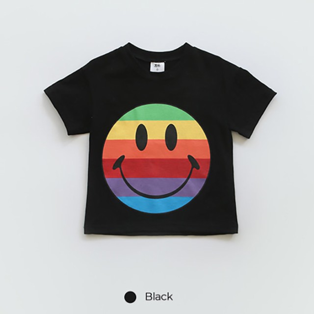 韓国子供服 半袖Tシャツ SMILE スマイル カラフル レインボー