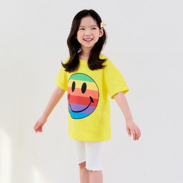 韓国子供服 半袖Tシャツ SMILE スマイル カラフル レインボー