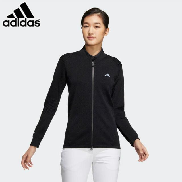 adidas/アディダ ゴルフトップス  [eat84-hs9976 PRIMEKNITジャカード長袖フルジップセータージャケット] ジャージ_トレシャツ_ジャケット_女性サイズ_レディース_ウイメンズ 【ネコポス不可能】