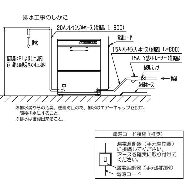 PDKLT5B マルゼン 強制排水仕様 洗浄機 アンダーカウンター 3Φ200V 貯湯タンク内蔵型 クリーブランド