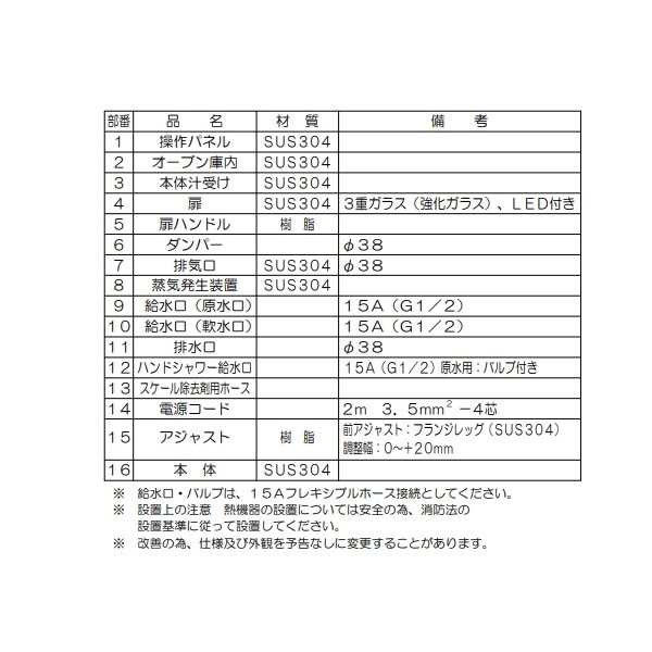 SSCX-20D　マルゼン　スチームコンベクションオーブン　電気式3Φ200V　《スーパースチーム》　エクセレントシリーズ　軟水器付 クリーブランド - 11