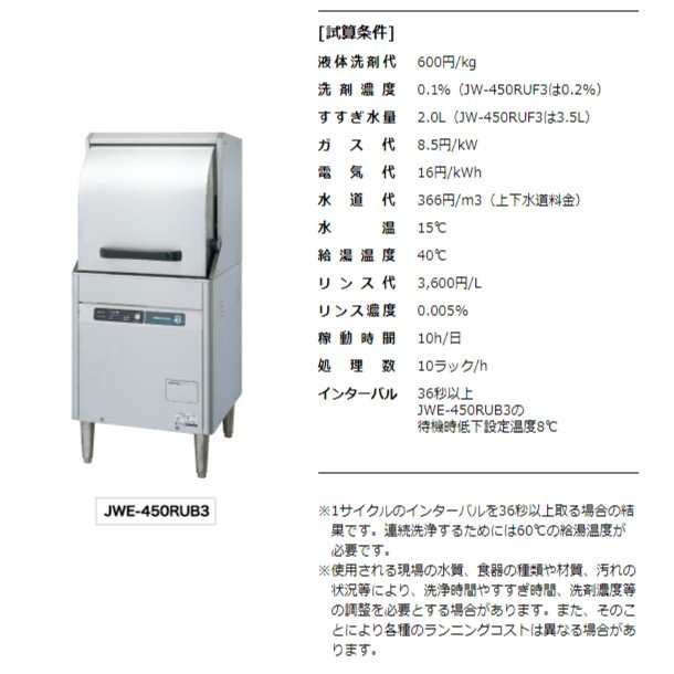 ホシザキ 食器洗浄機 JWE-450RUB3-L 小形ドアタイプ 左向き クリーブランドの通販はau PAY マーケット  厨房機器販売クリーブランド au PAY マーケット－通販サイト