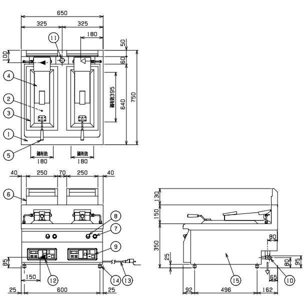 マルゼン ガス自動餃子焼器 幅650×奥行750×高さ350( 150)(mm)MAZ-10(S) - 3