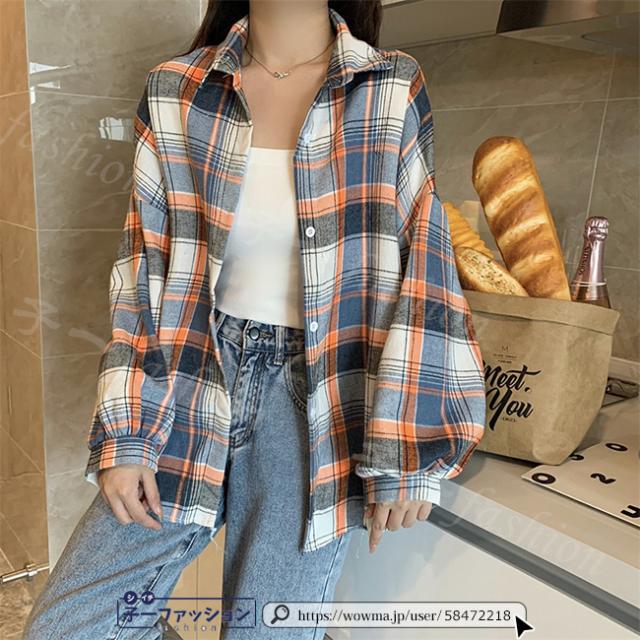 シャツ レディース 長袖 ロングシャツ ブラウス チェック柄 女性用 長袖シャツ ライトアウター ゆったり トップス 春秋物 夏物 着まわし ブラウス 秋 春 シャツ チェック柄 レディース トップス 長袖