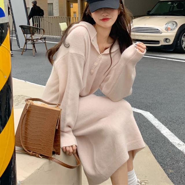 ニットワンピース ワンピース 春新作 新作 ニット 長袖 あたっか ゆったり レディース 洗える ワンピ ロングワンピース 透けにくい マキシワンピース ロング丈 トップス UVカット お出かけ 通勤 大人可愛い ゆったり 体型カバー 大きいサイズ 秋服の通販は