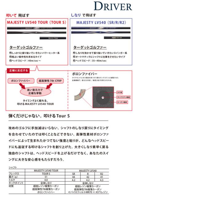 マジェスティ ロイヤル　ドライバー　MAJESTY LV540 / MAJESTY LV540TOUR カーボンシャフト　【日本正規品 保証書付】_7