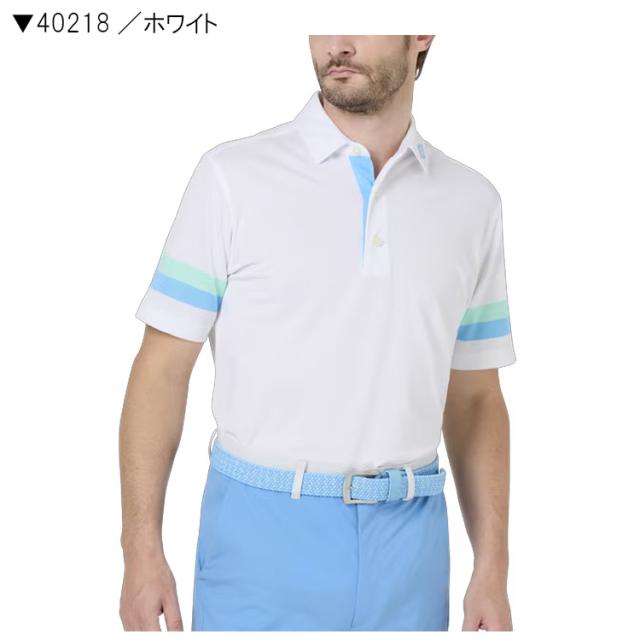 フットジョイ メンズ スリーブストライプ ストレッチ鹿の子半袖シャツ FJ-S26-S10_4