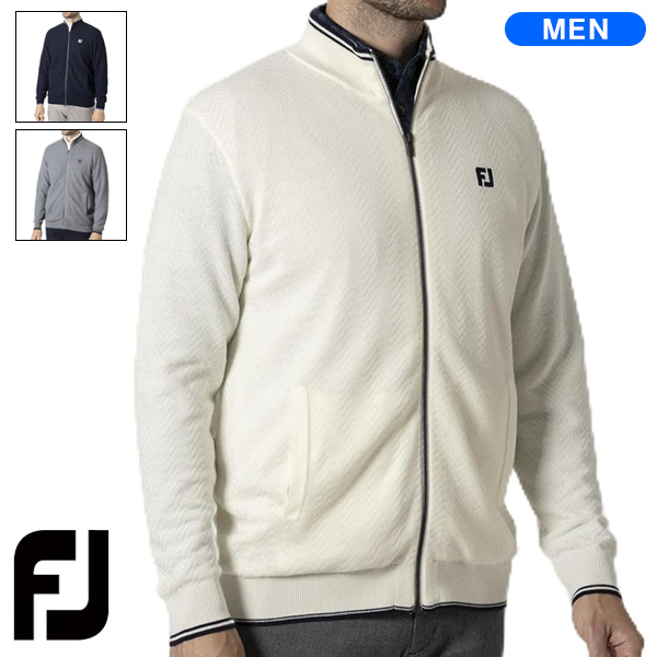 フットジョイ メンズ ヘリンボーン柄 防風裏地付き 長袖フルジップセーター FJ-F24-M12の通販は