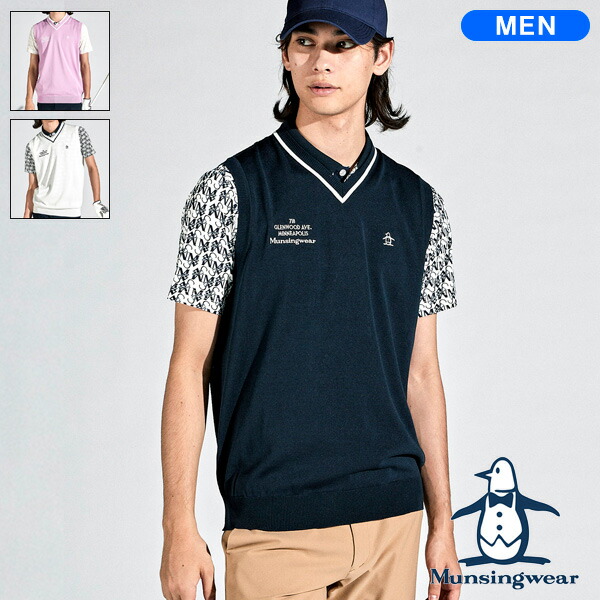 マンシングウェア メンズ SEASON COLLECTION Vネックニットベスト 2024年春夏モデル MGMXJL82