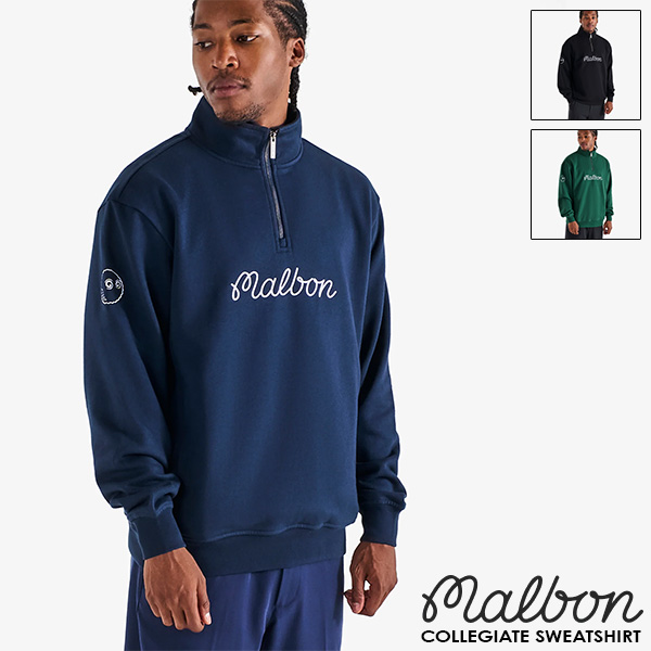 マルボンゴルフ ハーフジップ スウェット トレーナー Malbon Golf COLLEGIATE SWEATSHIRT M-9419