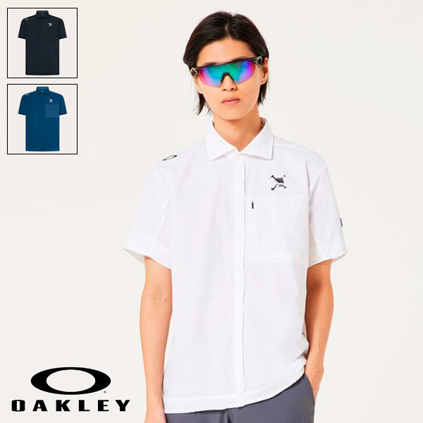 オークリー 半袖シャツ スカル エアレート ハイブリッドシャツ FOA407607