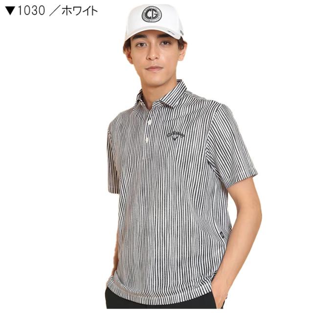 キャロウェイ ゴルフ メンズ かざあなメッシュストライププリントシャツ C25134118_2