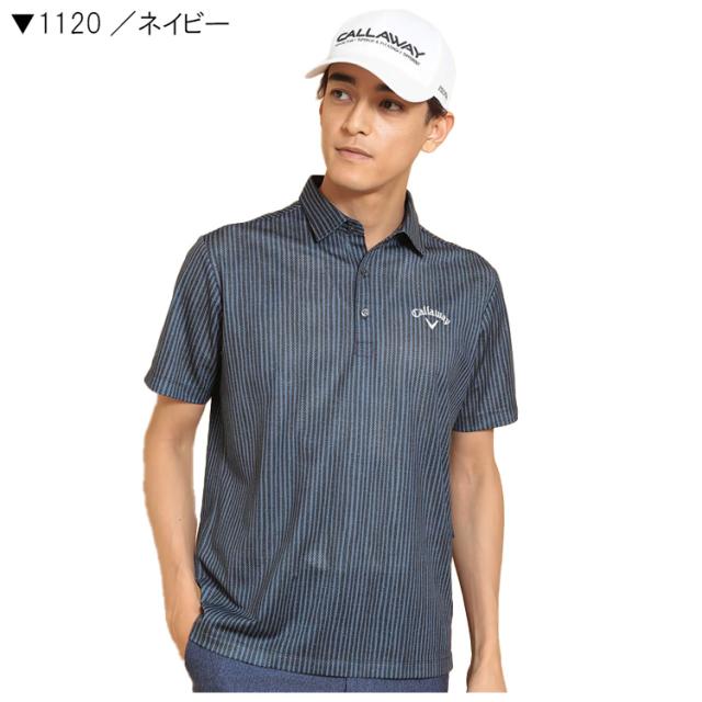 キャロウェイ ゴルフ メンズ かざあなメッシュストライププリントシャツ C25134118_4