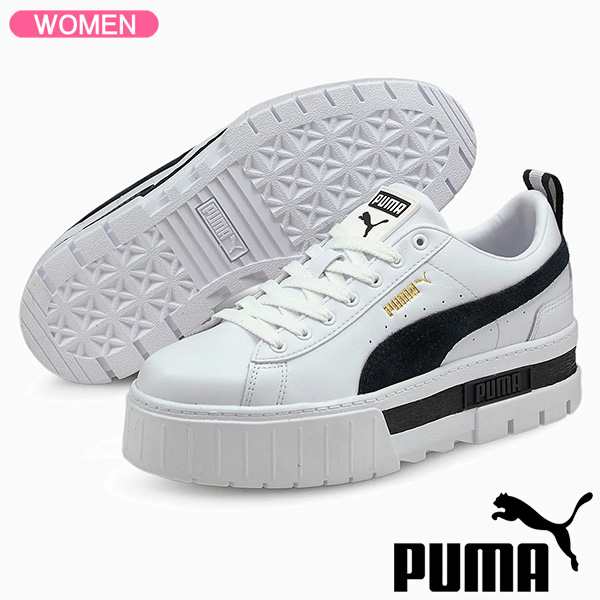 プーマ スニーカー PUMA MAYZE LEATHER WNS ウィメンズ メイズ レザー プーマホワイト/プーマブラック レディースシューズ 381983-01