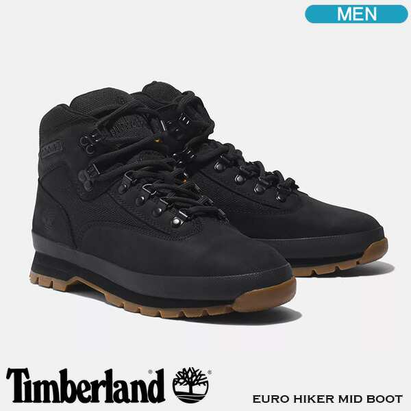 ティンバーランド ハイキングブーツ Timberland EURO HIKER F/L ユーロハイカー ミッド ファブリック/レザー ブラック/ヌバックレザー メ