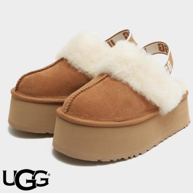 アグ ファンケット サンダル 厚底 レディース Funkette ストラップサンダル ボア シープスキン スエード レザー もこもこ 履きやすい 屋内外兼用 カジュア 1113474-CHE