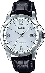 Casio MTP-VS02L-7A メンズ スタンダード ソーラーレザーバンド ホワイトダイヤル 日付 腕時計(中古品)の通販は
